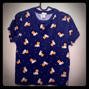 Cute Navy Corgi Crop Top